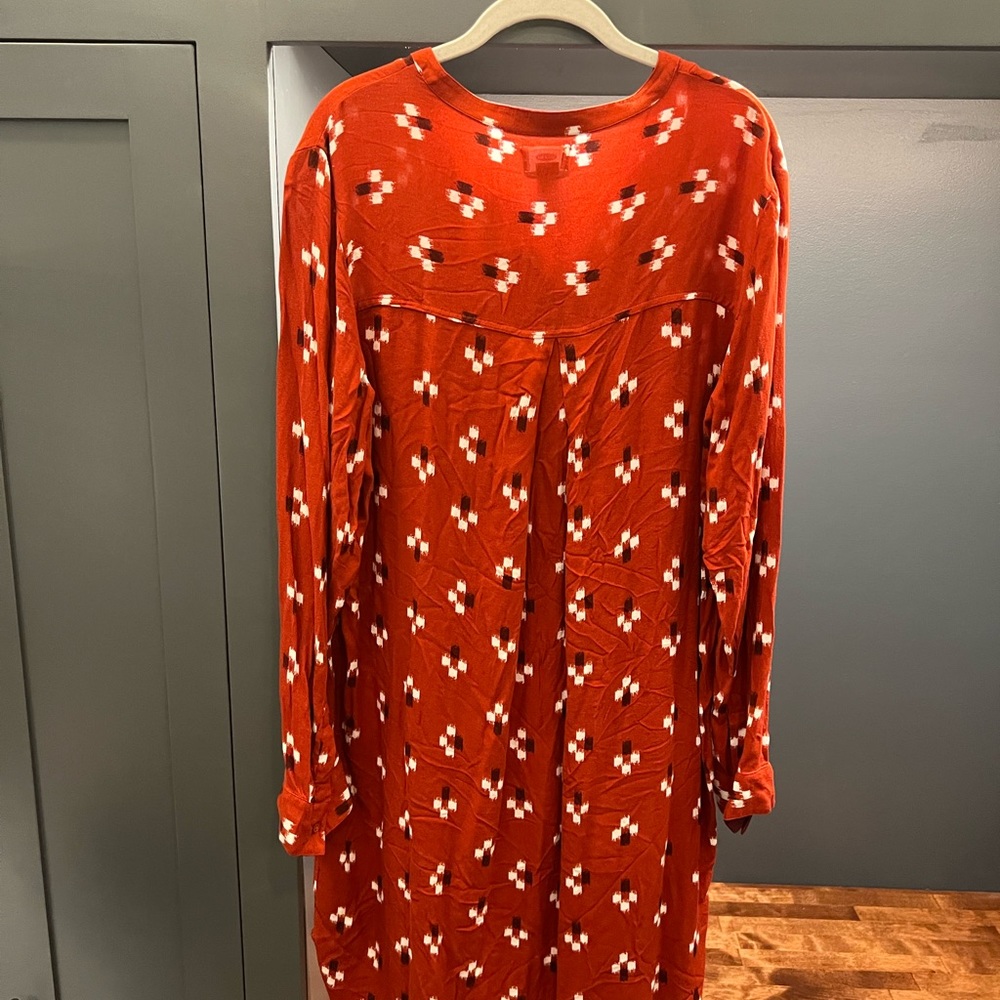 NWT Long Sleeved Old Navy High-Lo Red Shirt Dress; Size Large Old Navy Red Dress - Picture 9 of 10